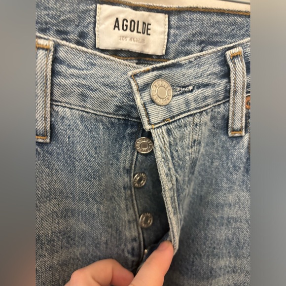 AGOLDE Ren High Rise Wide Leg Jeans Size 27 100% Organic Cotton Blue Denim Jean - Picture 3 of 9